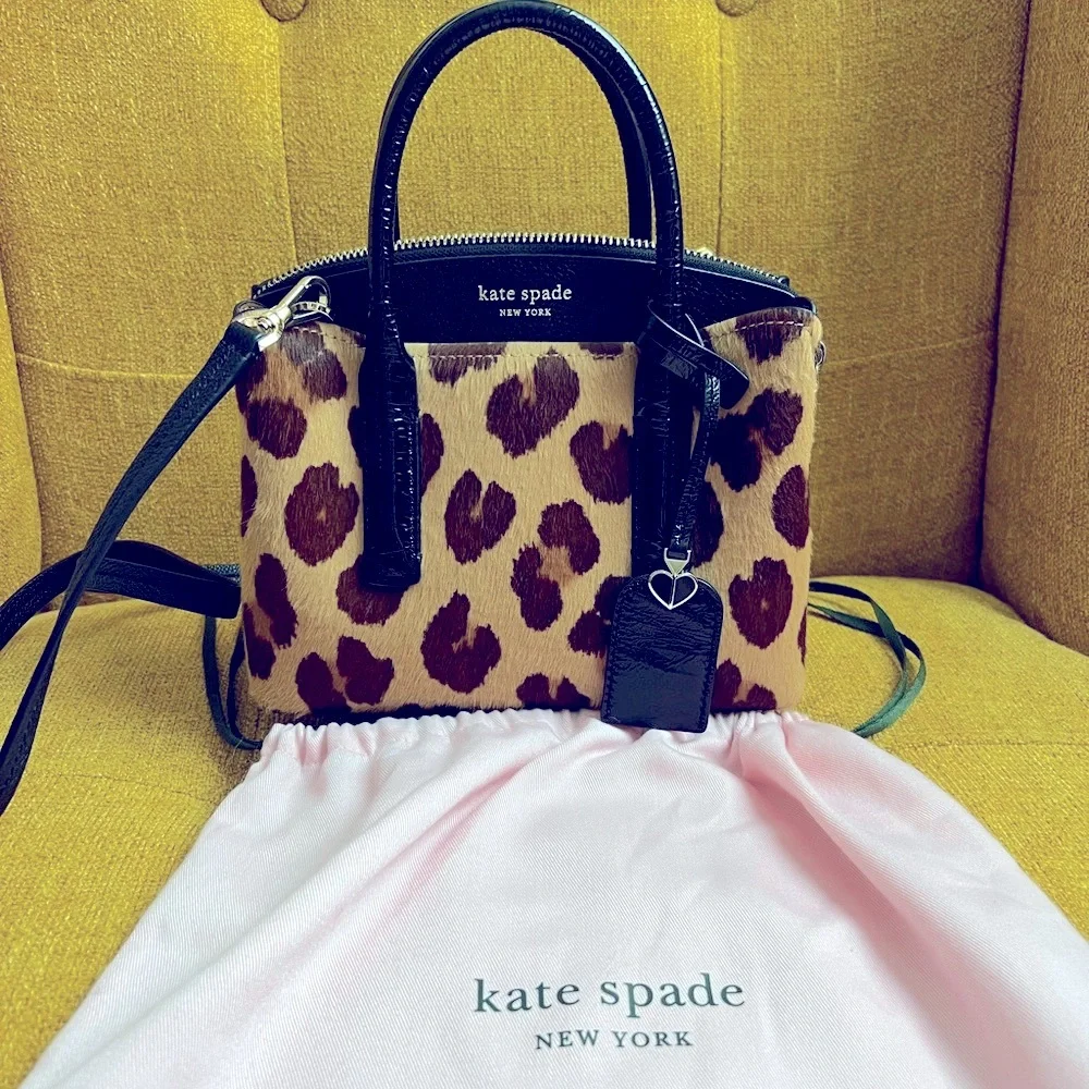 ~SOLD~ Kate Spade NY Margaux Haircalf Mini Satchel Crossbody Bag Leopard Print - Picture 12 of 14